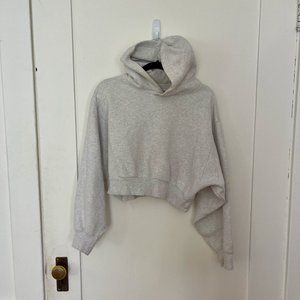 Aritiza Cozy Fleece Perfect Shrunken Hoodie heather cloud white - size M